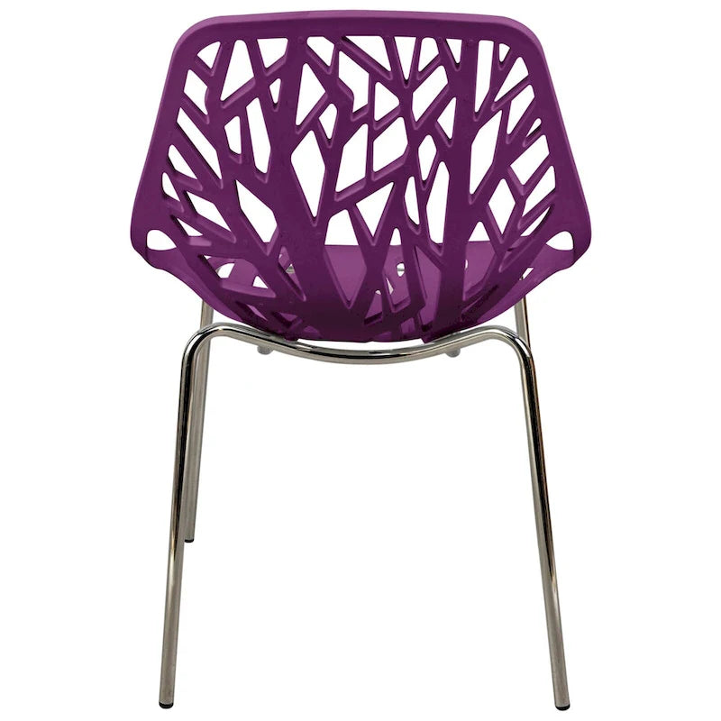 Chaise de salle à manger empilable Asbury avec pieds chromés (lot de 2) Chaise d'appoint moderne avec dossier découpé