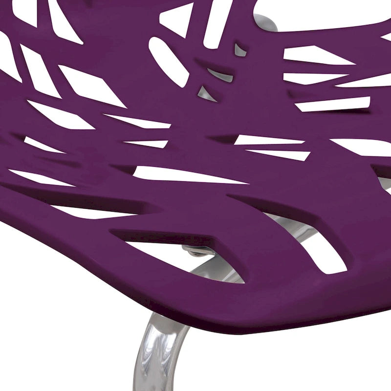 Chaise de salle à manger empilable Asbury avec pieds chromés (lot de 2) Chaise d'appoint moderne avec dossier découpé
