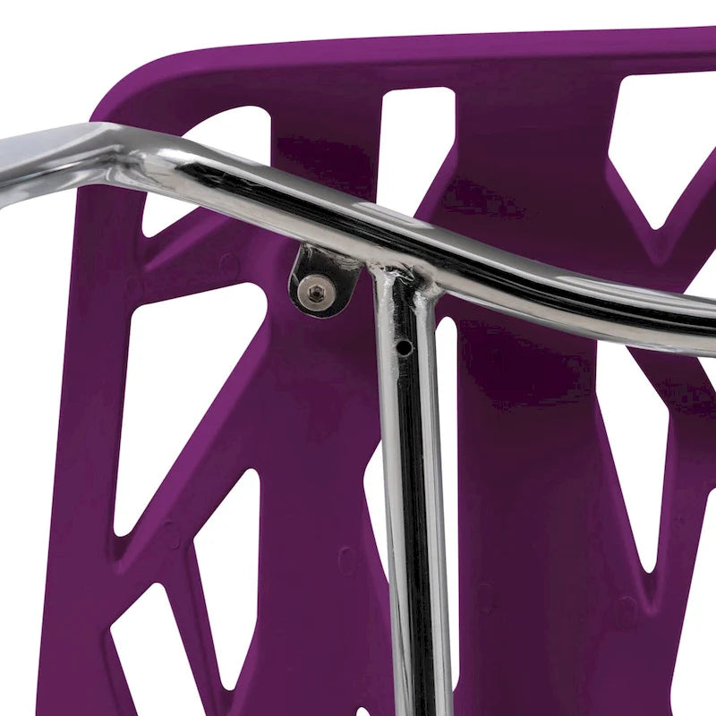 Chaise de salle à manger empilable Asbury avec pieds chromés (lot de 2) Chaise d'appoint moderne avec dossier découpé