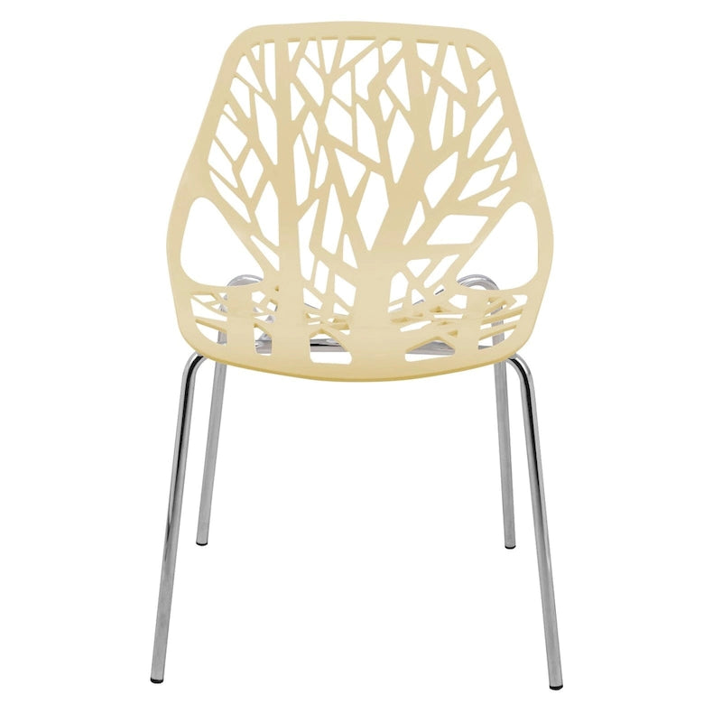 Chaise de salle à manger empilable Asbury avec pieds chromés (lot de 2) Chaise d'appoint moderne avec dossier découpé