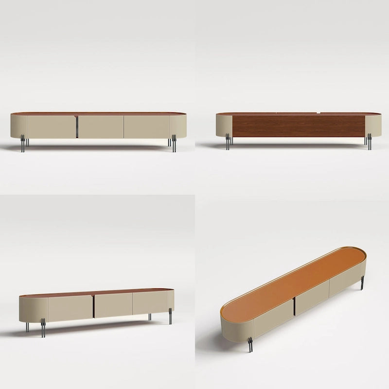 Meuble TV en cuir de 78,7 po, meuble de divertissement moderne avec 3 tiroirs