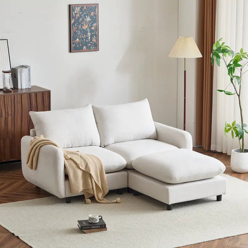 Christopher Knight Home - Canapé modulaire double place Evelyn en tissu avec ottoman