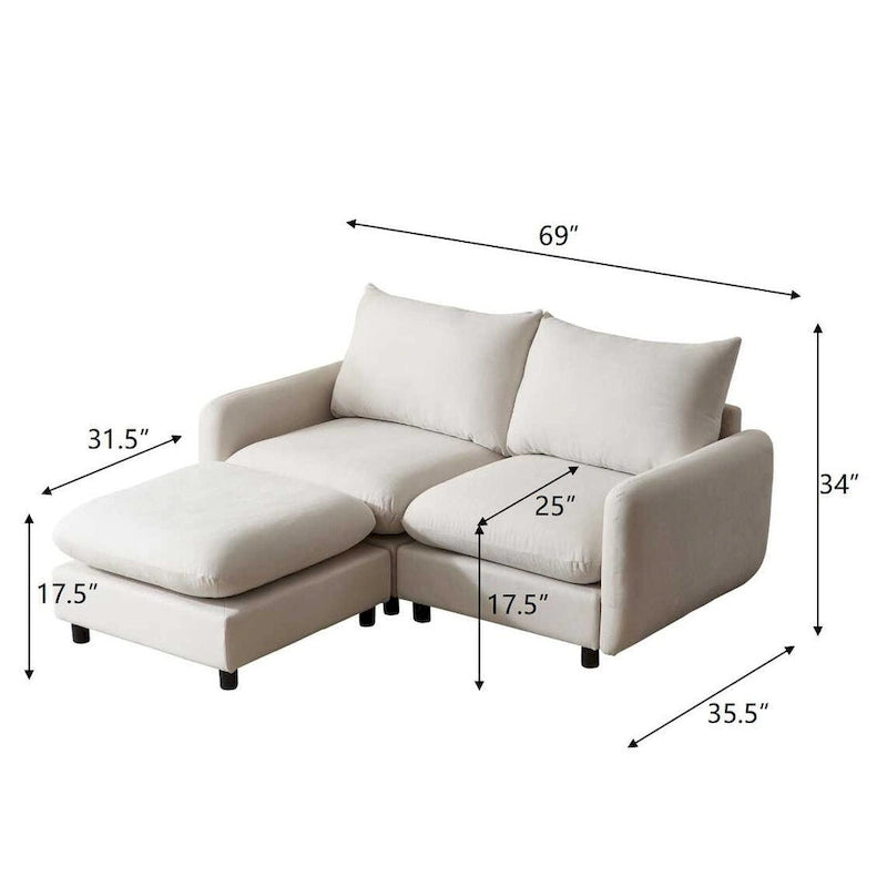 Christopher Knight Home - Canapé modulaire double place Evelyn en tissu avec ottoman
