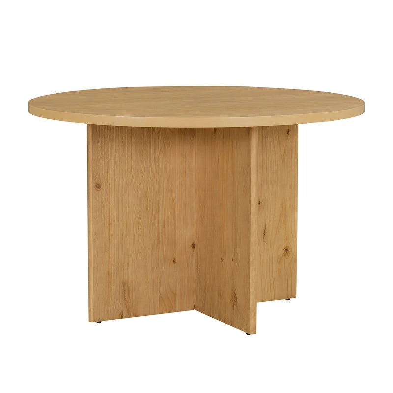 Ensemble de salle à manger moderne Sakin 5 pièces avec table ronde à piédestal et chaises rembourrées par GDFStudio