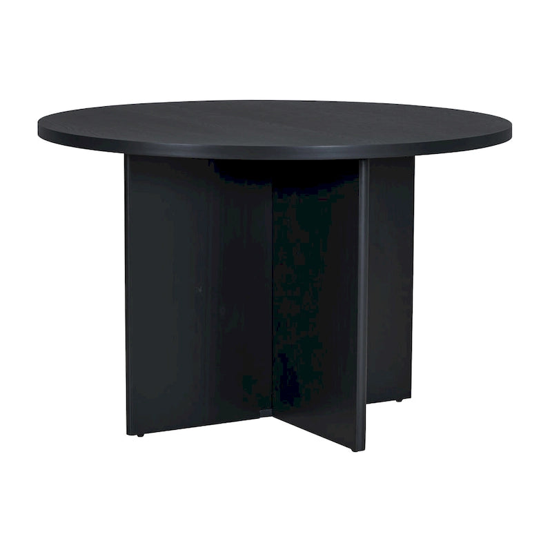 Ensemble de salle à manger moderne Sakin 5 pièces avec table ronde à piédestal et chaises rembourrées par GDFStudio