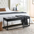 Glitzhome 45W Modern Black Tufted Upholstered Bench with Metal Frame Legs - 45W x 19H x 17.5D