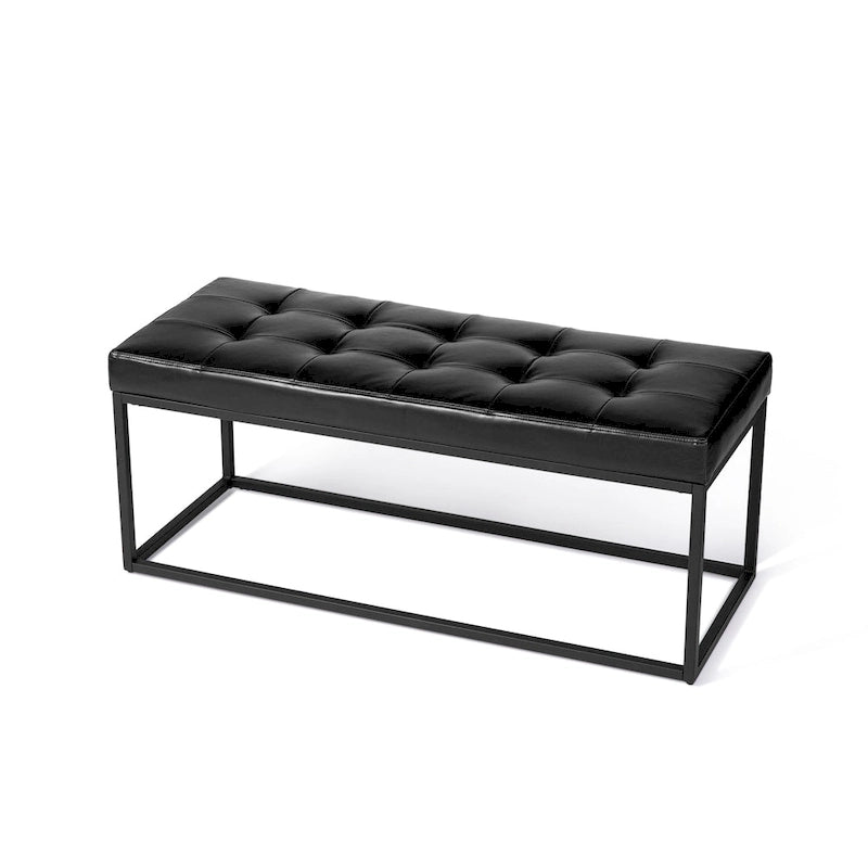 Banc capitonné moderne noir Glitzhome 45W avec pieds en métal - 45W x 19H x 17.5D