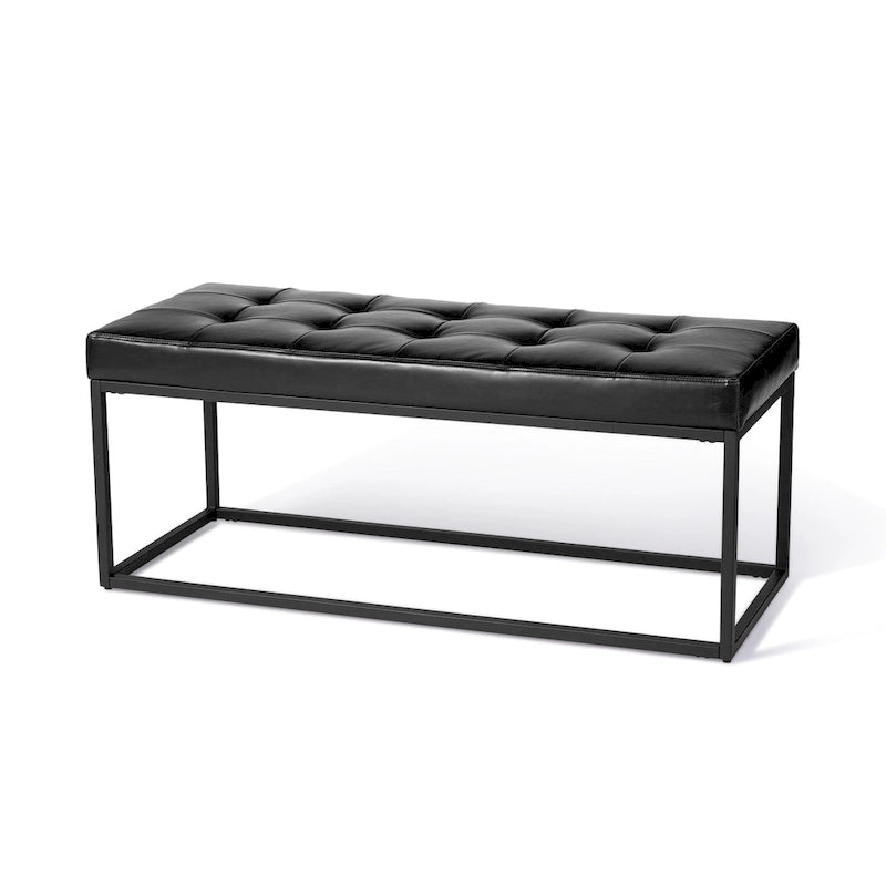 Banc capitonné moderne noir Glitzhome 45W avec pieds en métal - 45W x 19H x 17.5D