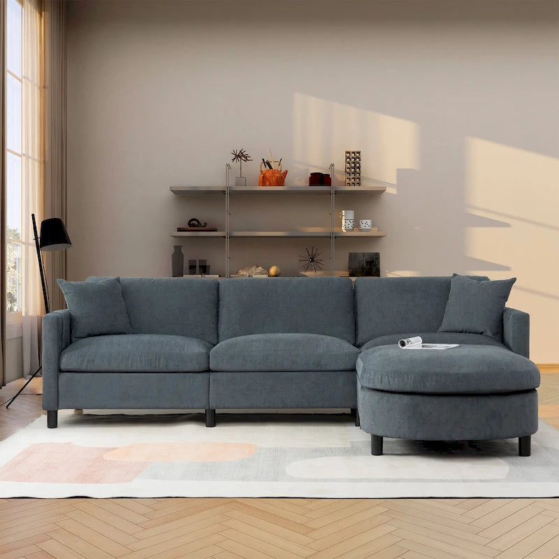Canapé d'angle Tala avec ottoman et coussins amovibles de GDFStudio