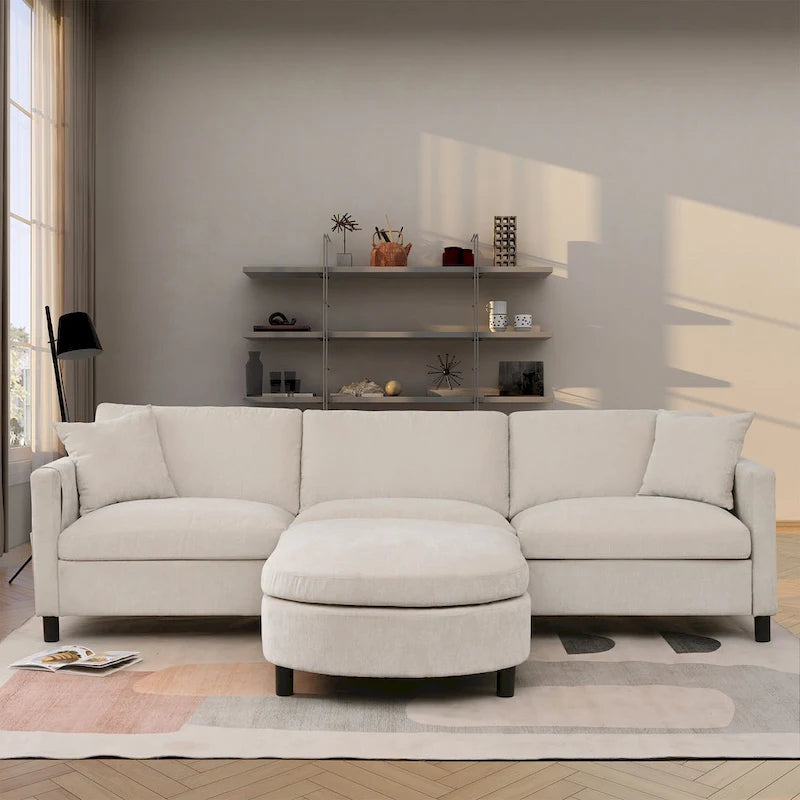 Canapé d'angle Tala avec ottoman et coussins amovibles de GDFStudio