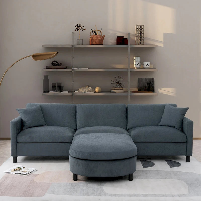 Canapé d'angle Tala avec ottoman et coussins amovibles de GDFStudio