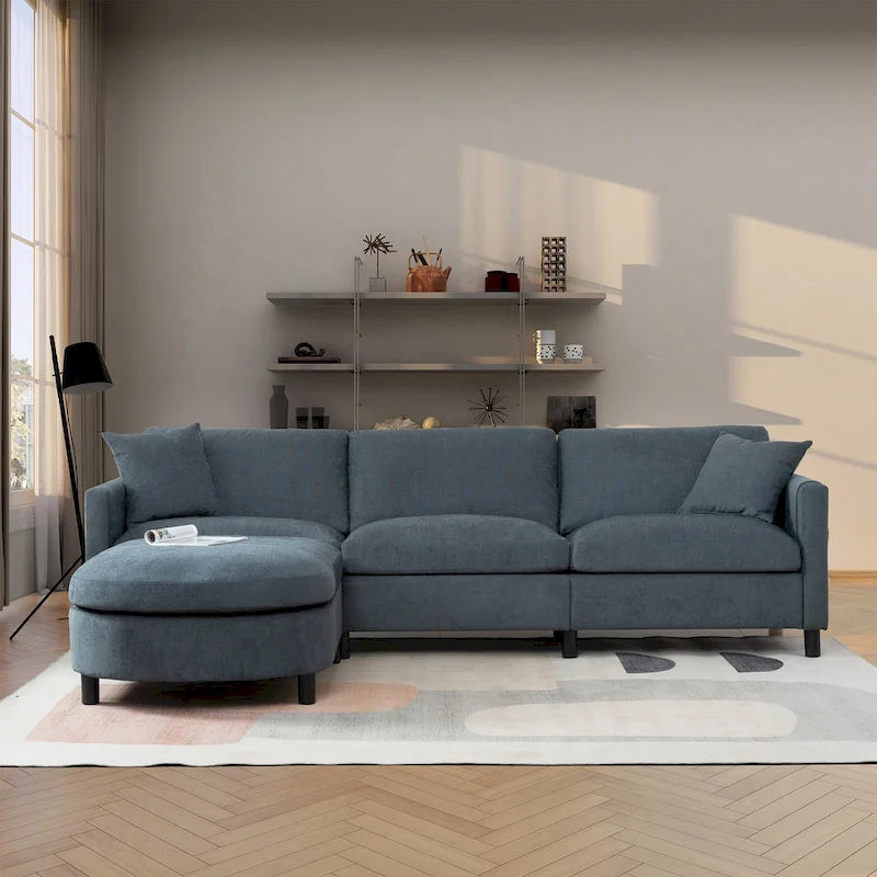 Canapé d'angle Tala avec ottoman et coussins amovibles de GDFStudio