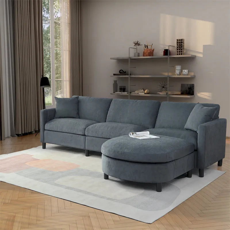 Canapé d'angle Tala avec ottoman et coussins amovibles de GDFStudio
