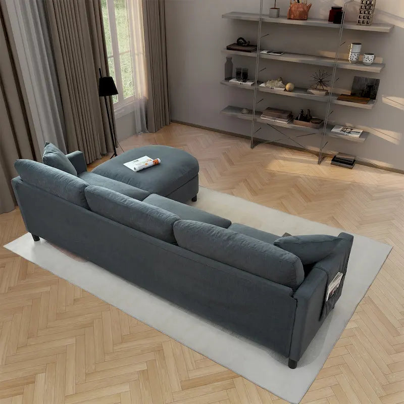 Canapé d'angle Tala avec ottoman et coussins amovibles de GDFStudio