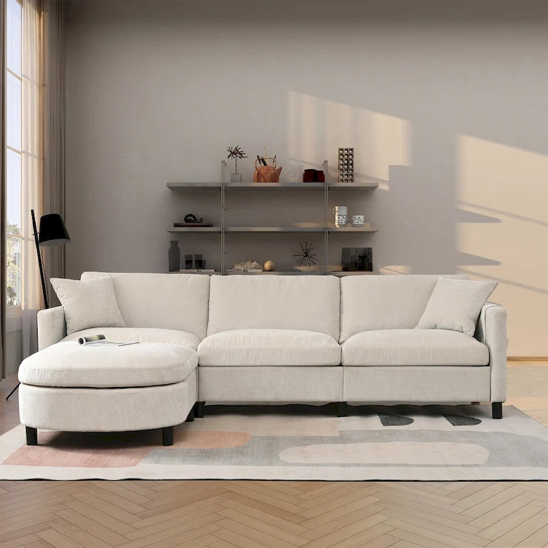 Canapé d'angle Tala avec ottoman et coussins amovibles de GDFStudio