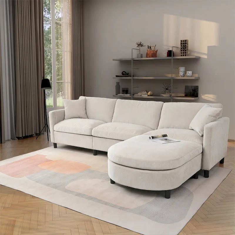 Canapé d'angle Tala avec ottoman et coussins amovibles de GDFStudio