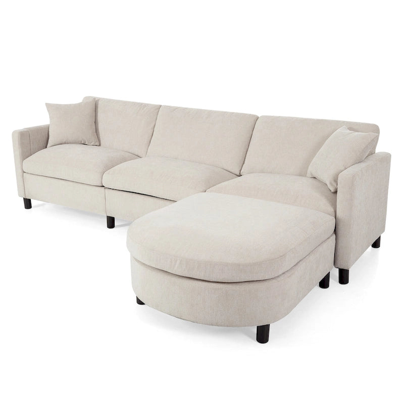 Canapé d'angle Tala avec ottoman et coussins amovibles de GDFStudio