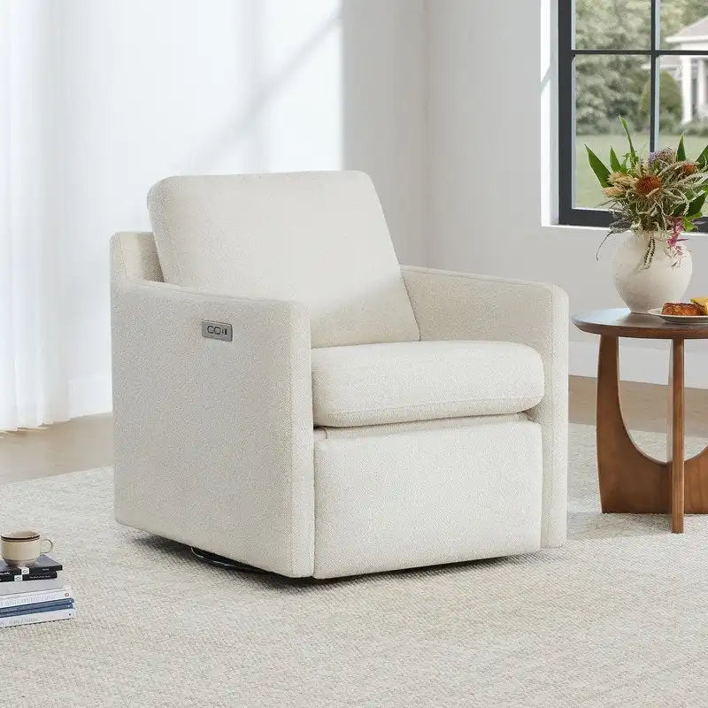 Fauteuil inclinable pivotant Nora, fauteuil d'appoint, dossier mural