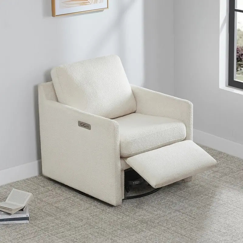 Fauteuil inclinable pivotant Nora, fauteuil d'appoint, dossier mural