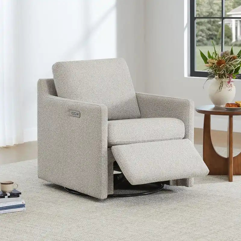 Fauteuil inclinable pivotant Nora, fauteuil d'appoint, dossier mural