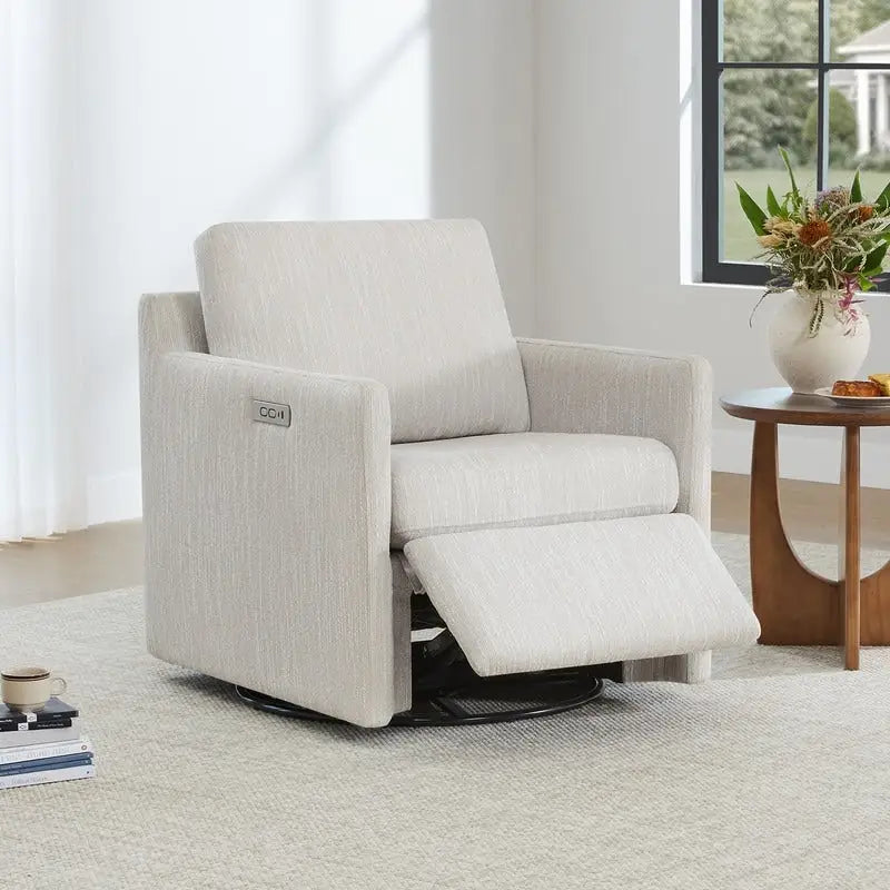 Fauteuil inclinable pivotant Nora, fauteuil d'appoint, dossier mural