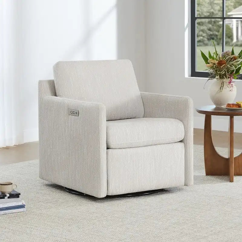Fauteuil inclinable pivotant Nora, fauteuil d'appoint, dossier mural