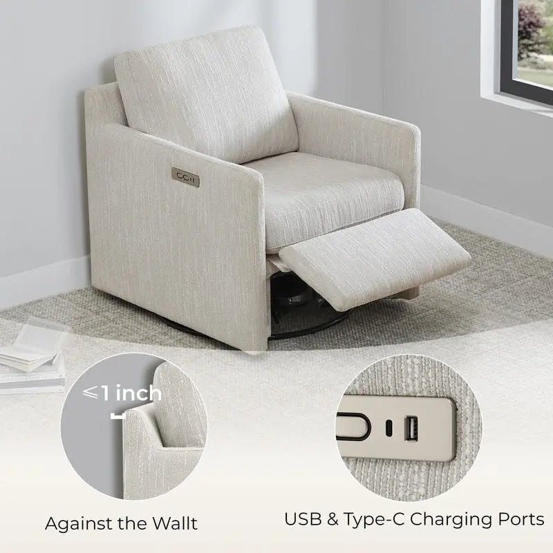 Fauteuil inclinable pivotant Nora, fauteuil d'appoint, dossier mural