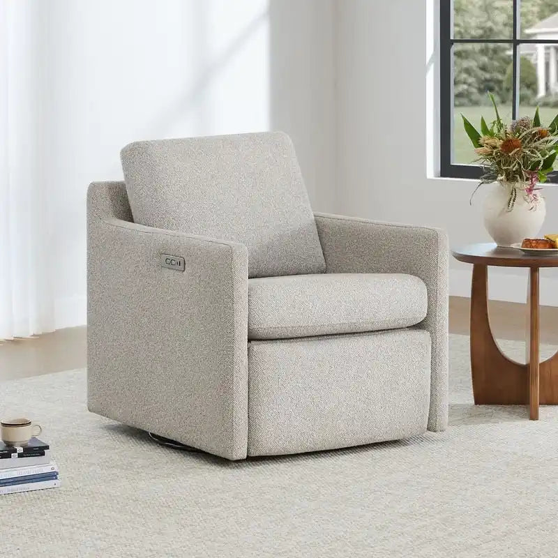 Fauteuil inclinable pivotant Nora, fauteuil d'appoint, dossier mural