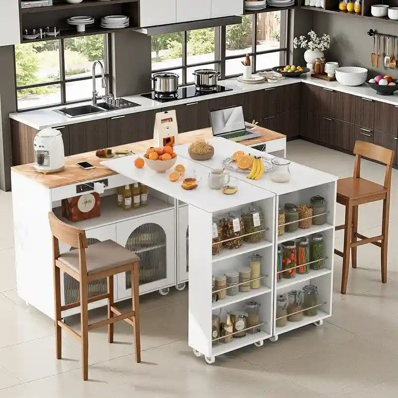 Îlot de cuisine Randy avec table extensible
