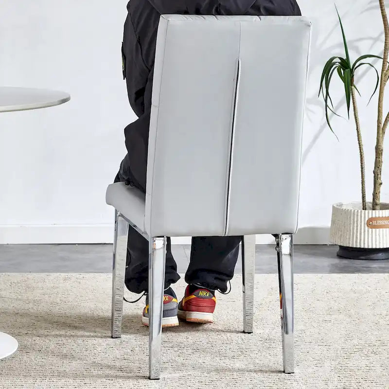 Lot de 4 chaises de salle à manger modernes sans accoudoirs avec dossier capitonné à carreaux et clous, pieds en métal, pour salle à manger, salon et chambre à coucher