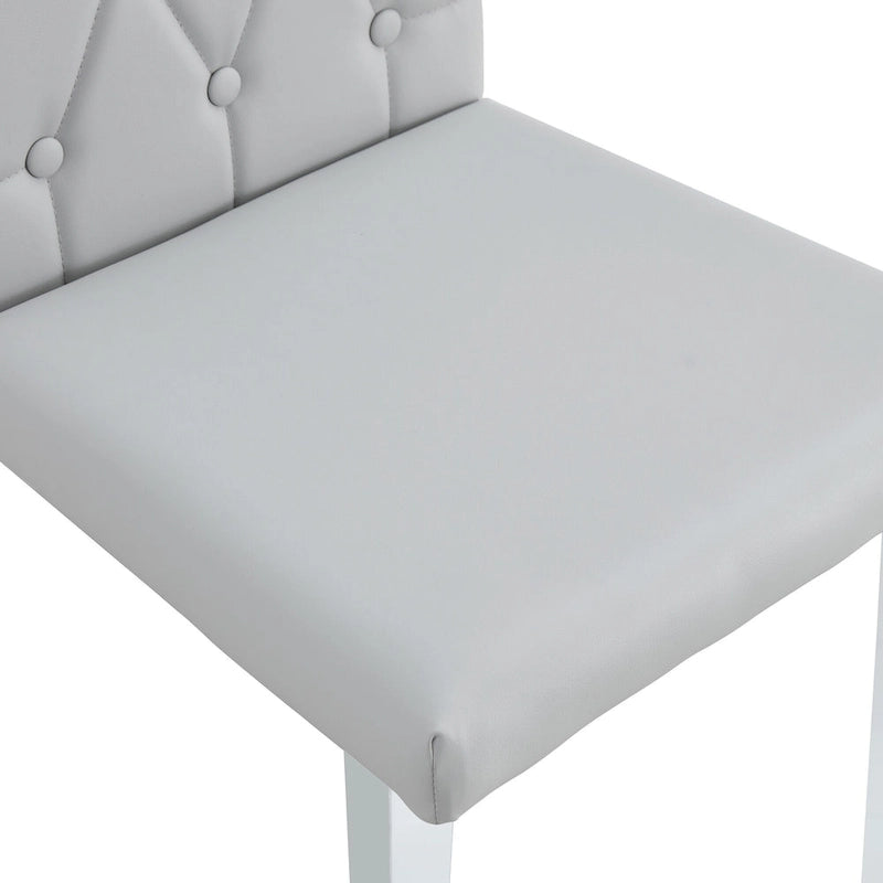 Lot de 4 chaises de salle à manger modernes sans accoudoirs avec dossier capitonné à carreaux et clous, pieds en métal, pour salle à manger, salon et chambre à coucher