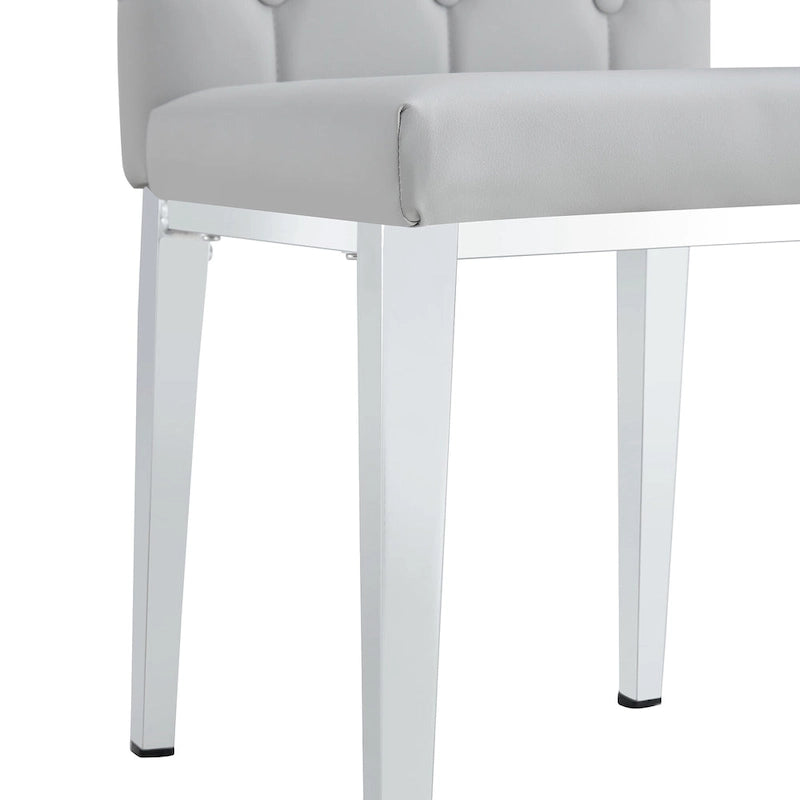 Lot de 4 chaises de salle à manger modernes sans accoudoirs avec dossier capitonné à carreaux et clous, pieds en métal, pour salle à manger, salon et chambre à coucher