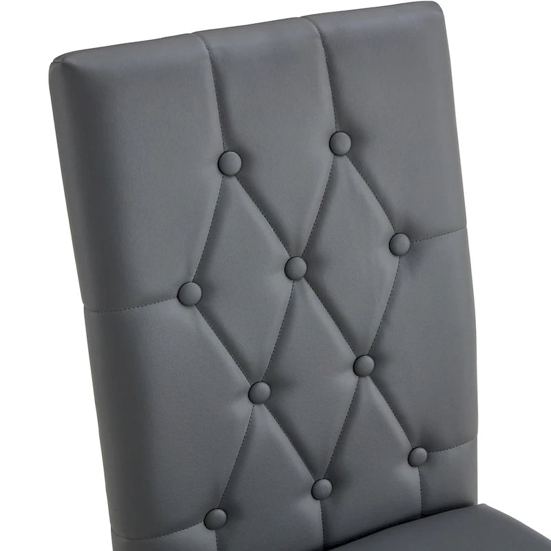 Lot de 4 chaises de salle à manger modernes sans accoudoirs avec dossier capitonné à carreaux et clous, pieds en métal, pour salle à manger, salon et chambre à coucher