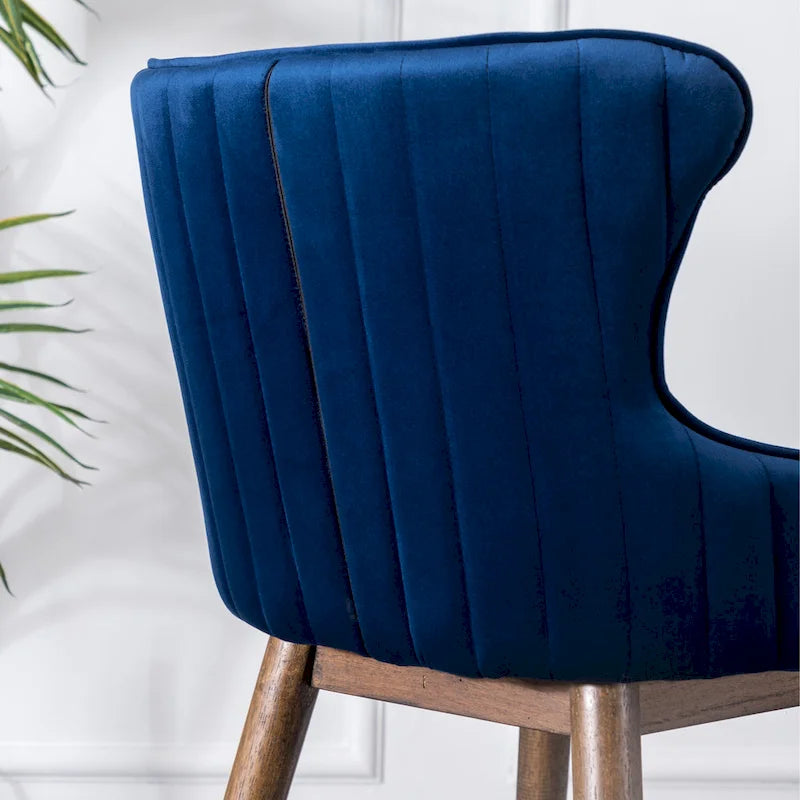Lot de 2 tabourets de bar modernes en tissu avec dossier et assise rembourrés en mousse, pieds en bois massif, pour îlot de cuisine, salle à manger, salon