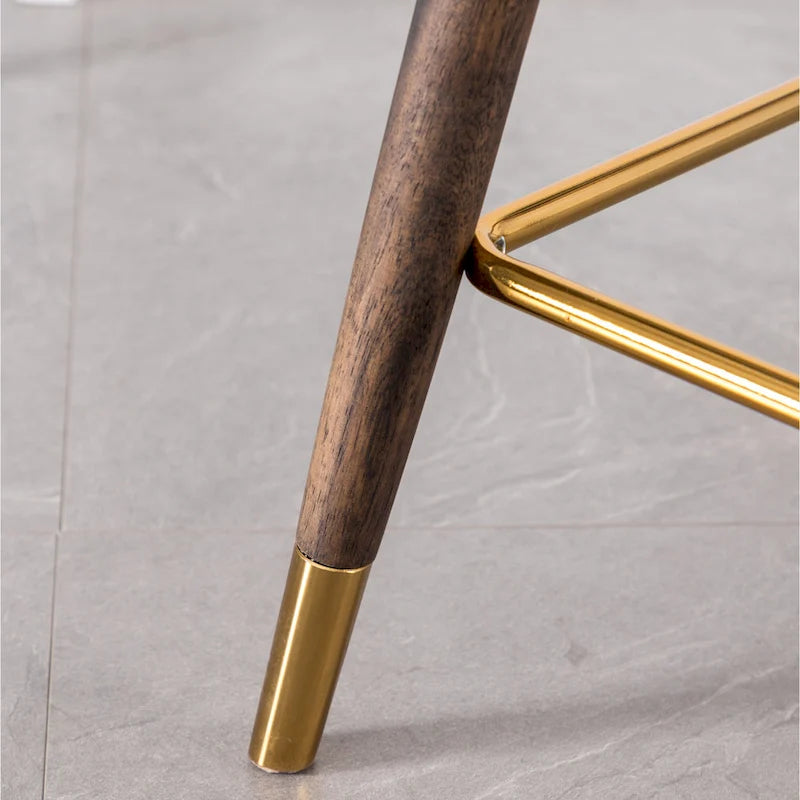 Lot de 2 tabourets de bar modernes en tissu avec dossier et assise rembourrés en mousse, pieds en bois massif, pour îlot de cuisine, salle à manger, salon