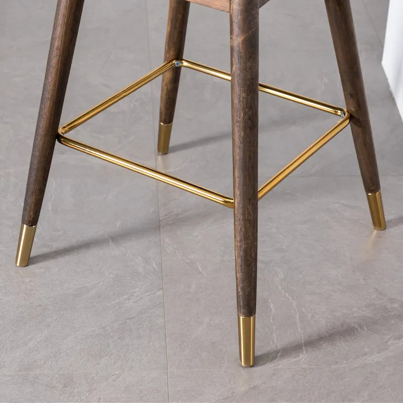 Lot de 2 tabourets de bar modernes en tissu avec dossier et assise rembourrés en mousse, pieds en bois massif, pour îlot de cuisine, salle à manger, salon