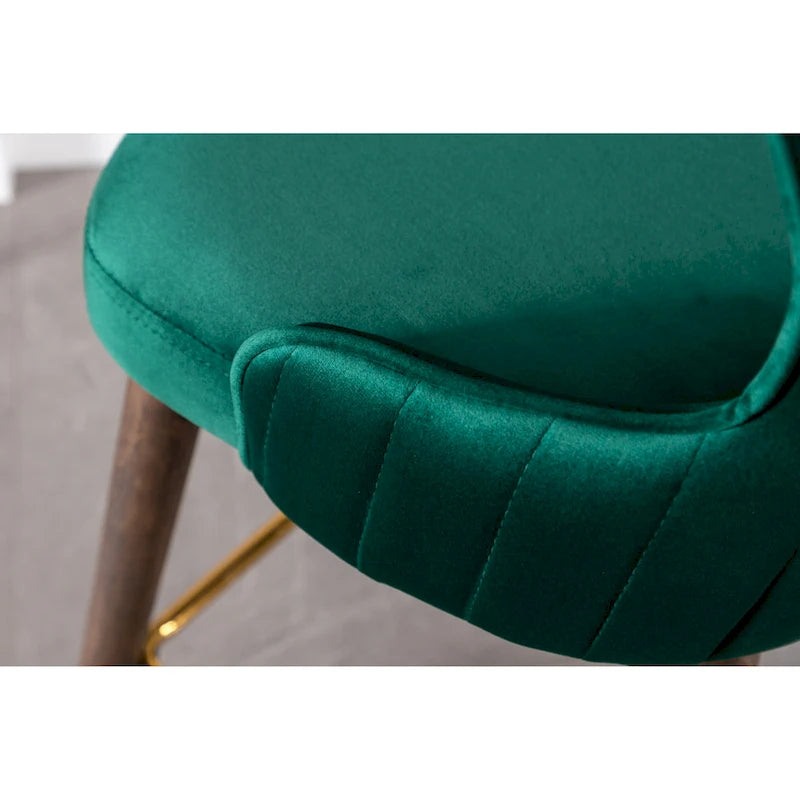 Lot de 2 tabourets de bar modernes en tissu avec dossier et assise rembourrés en mousse, pieds en bois massif, pour îlot de cuisine, salle à manger, salon