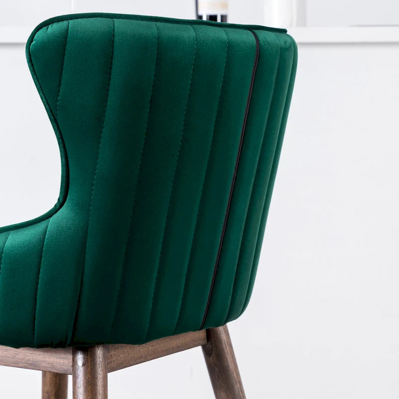 Lot de 2 tabourets de bar modernes en tissu avec dossier et assise rembourrés en mousse, pieds en bois massif, pour îlot de cuisine, salle à manger, salon