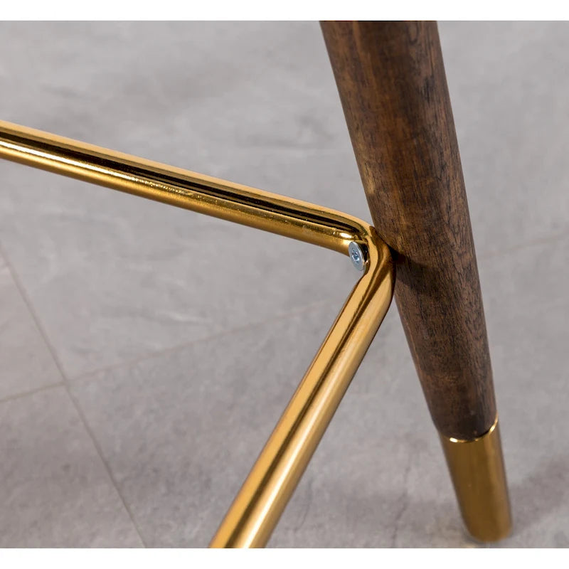 Lot de 2 tabourets de bar modernes en tissu avec dossier et assise rembourrés en mousse, pieds en bois massif, pour îlot de cuisine, salle à manger, salon