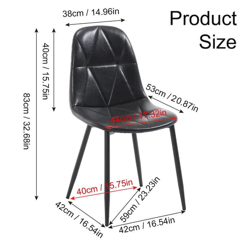 Lot de 4 chaises de salle à manger avec pieds en métal et dossier haut