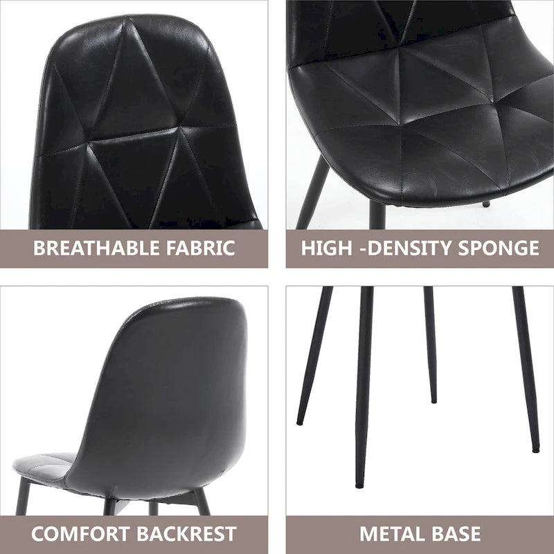 Lot de 4 chaises de salle à manger avec pieds en métal et dossier haut