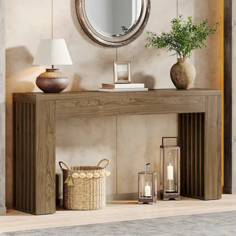 Console de 59 pouces pour salon, table d'entrée de style ferme