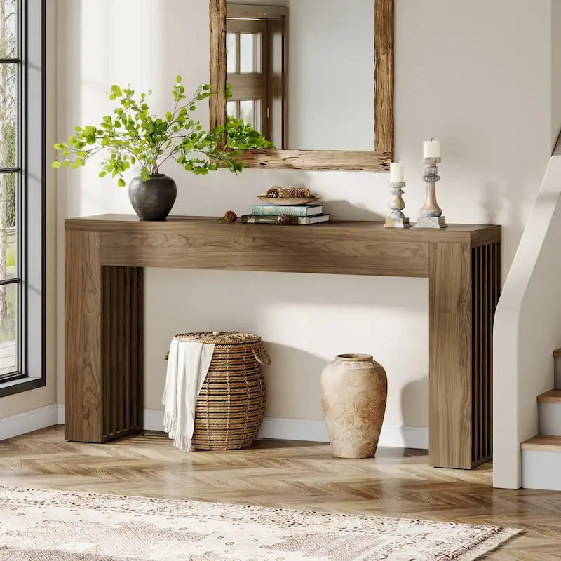 Console de 59 pouces pour salon, table d'entrée de style ferme