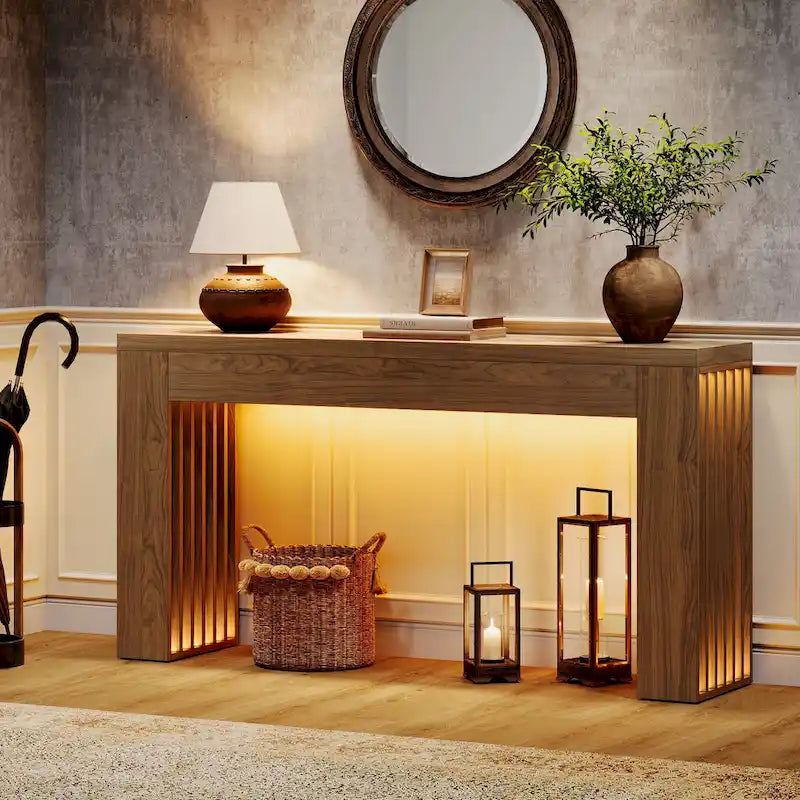 Console de 59 pouces pour salon, table d'entrée de style ferme