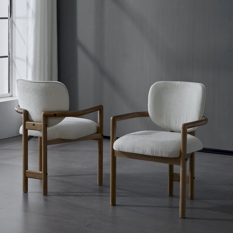 Chaises de salle à manger rembourrées (lot de 2), chaises d'appoint avec pieds en bois d'hévéa, capacité de poids de 136 kg