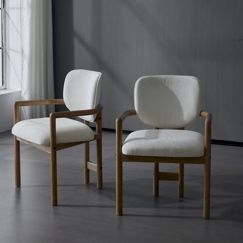 Chaises de salle à manger rembourrées (lot de 2), chaises d'appoint avec pieds en bois d'hévéa, capacité de poids de 136 kg