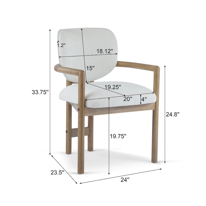 Chaises de salle à manger rembourrées (lot de 2), chaises d'appoint avec pieds en bois d'hévéa, capacité de poids de 136 kg