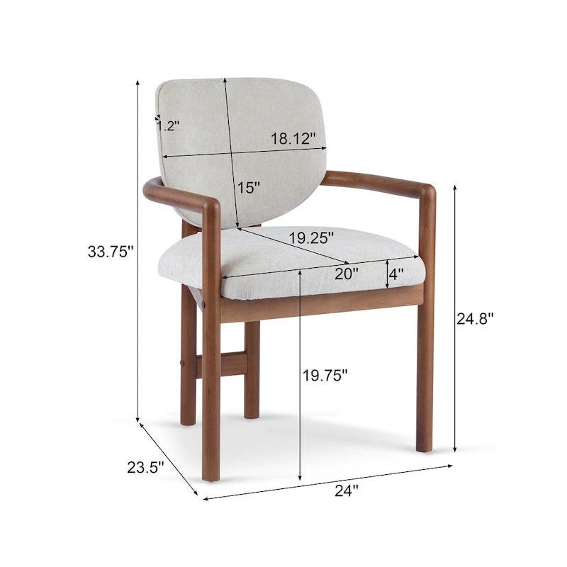 Chaises de salle à manger rembourrées (lot de 2), chaises d'appoint avec pieds en bois d'hévéa, capacité de poids de 136 kg