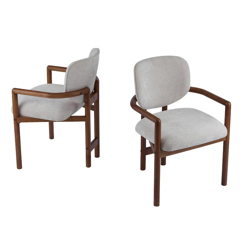 Chaises de salle à manger rembourrées (lot de 2), chaises d'appoint avec pieds en bois d'hévéa, capacité de poids de 136 kg