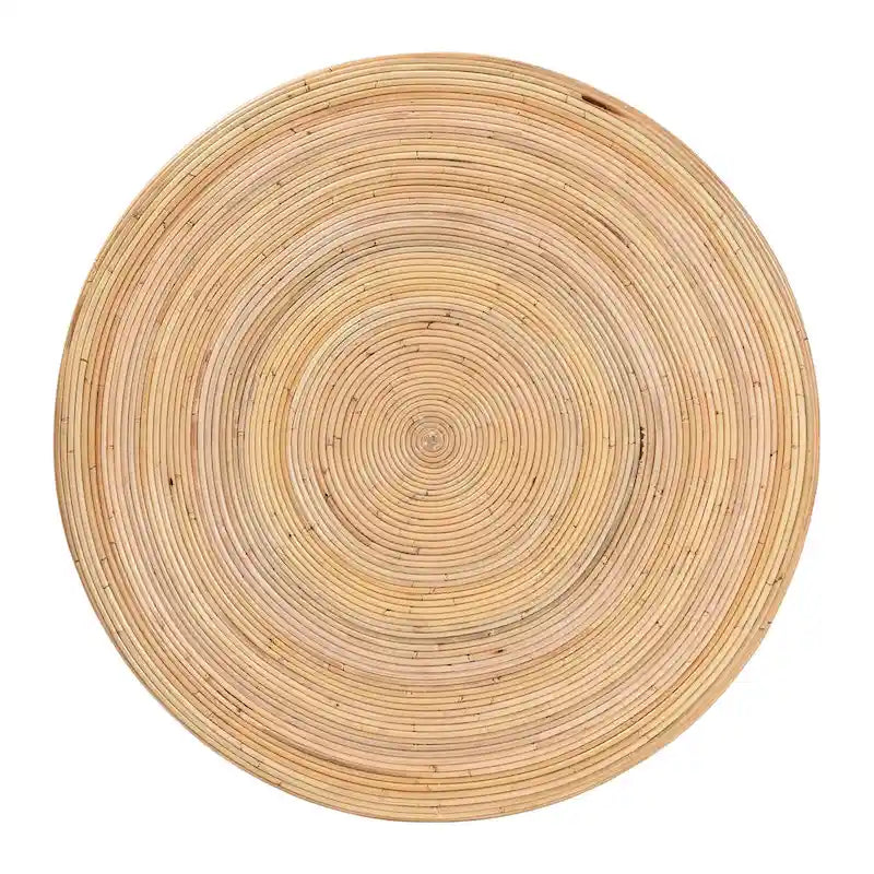 Table basse Tokyo en rotin naturel laminé - Table tambour fabriquée à la main pour salon, mobilier de style bohème côtier